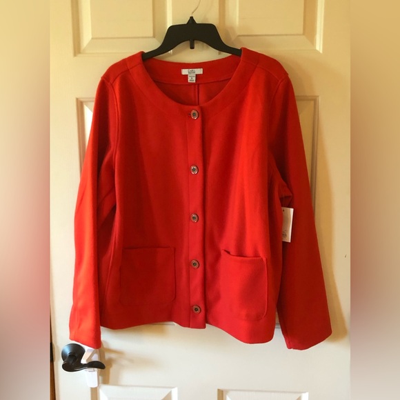 Croft & Barrow collarless knit jacket cardigan NWT Size 1X Plus Sized - Picture 1 of 16